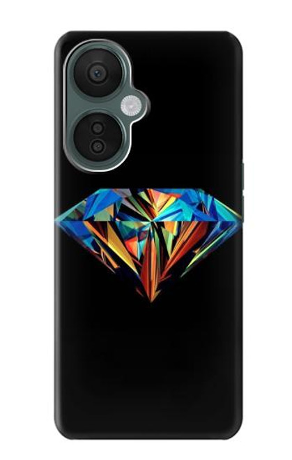 W3842 Abstract Colorful Diamond Hard Case and Leather Flip Case For OnePlus Nord CE 3 Lite, Nord N30 5G