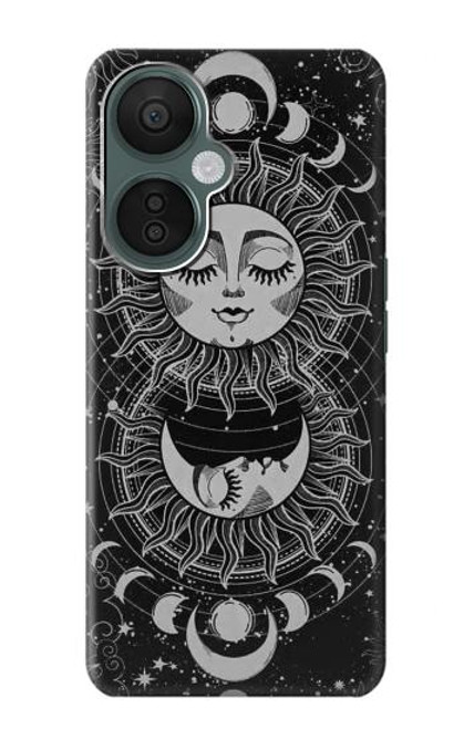 W3854 Mystical Sun Face Crescent Moon Hard Case and Leather Flip Case For OnePlus Nord CE 3 Lite, Nord N30 5G