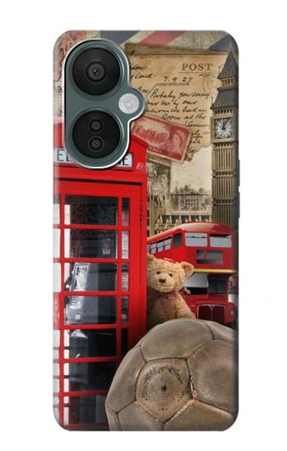 W3856 Vintage London British Hard Case and Leather Flip Case For OnePlus Nord CE 3 Lite, Nord N30 5G