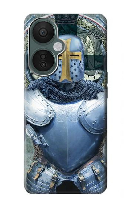 W3864 Medieval Templar Heavy Armor Knight Hard Case and Leather Flip Case For OnePlus Nord CE 3 Lite, Nord N30 5G