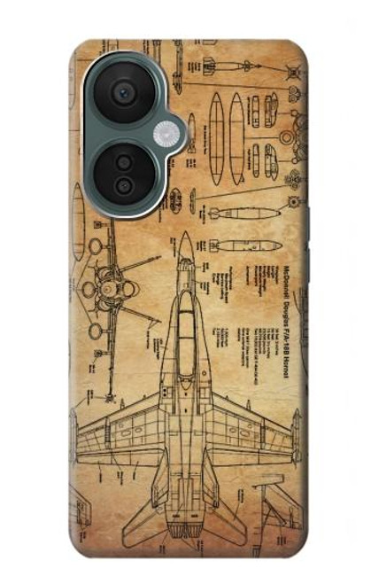 W3868 Aircraft Blueprint Old Paper Hard Case and Leather Flip Case For OnePlus Nord CE 3 Lite, Nord N30 5G