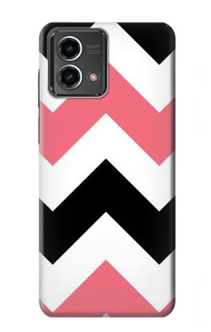 W1849 Pink Black Chevron Zigzag Hard Case and Leather Flip Case For Motorola Moto G Stylus 5G (2023)