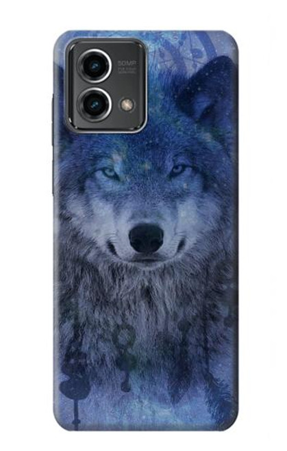 W3410 Wolf Dream Catcher Hard Case and Leather Flip Case For Motorola Moto G Stylus 5G (2023)