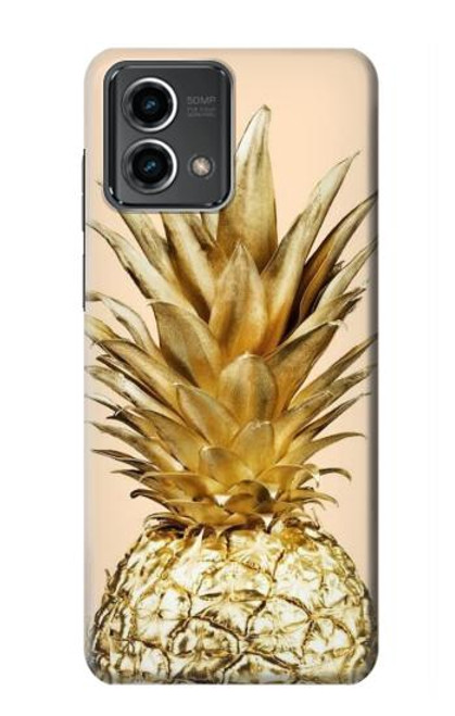 W3490 Gold Pineapple Hard Case and Leather Flip Case For Motorola Moto G Stylus 5G (2023)