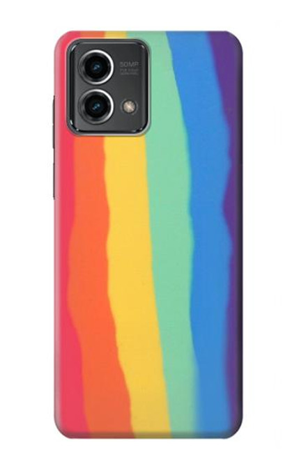 W3799 Cute Vertical Watercolor Rainbow Hard Case and Leather Flip Case For Motorola Moto G Stylus 5G (2023)