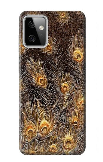 W3691 Gold Peacock Feather Hard Case and Leather Flip Case For Motorola Moto G Power (2023) 5G