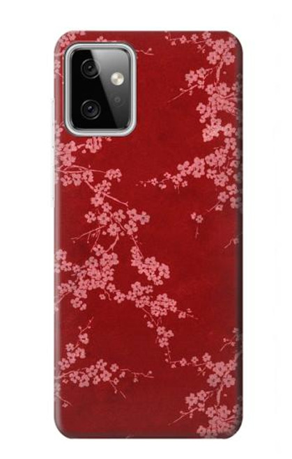 W3817 Red Floral Cherry blossom Pattern Hard Case and Leather Flip Case For Motorola Moto G Power (2023) 5G