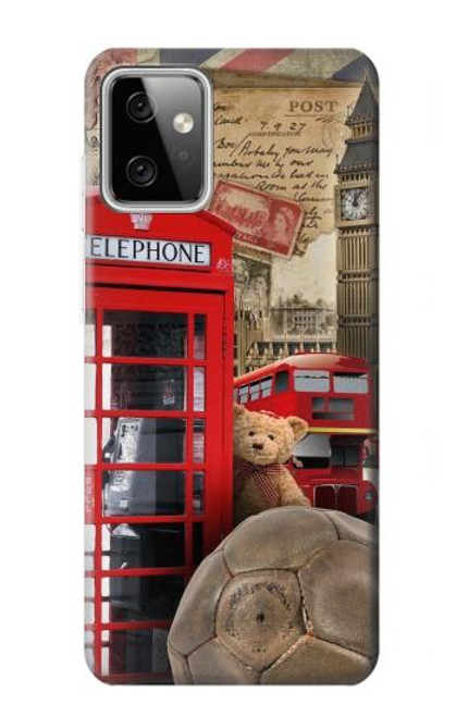 W3856 Vintage London British Hard Case and Leather Flip Case For Motorola Moto G Power (2023) 5G