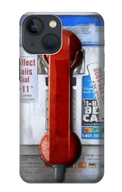 W3925 Collage Vintage Pay Phone Hard Case and Leather Flip Case For iPhone 14