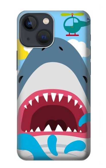 W3947 Shark Helicopter Cartoon Hard Case and Leather Flip Case For iPhone 14