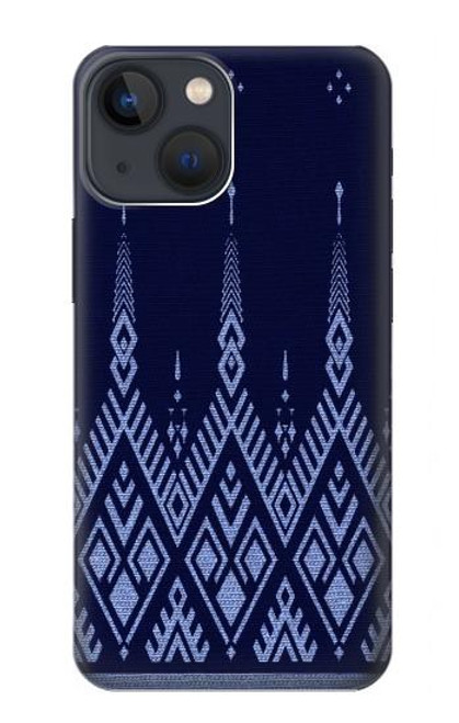 W3950 Textile Thai Blue Pattern Hard Case and Leather Flip Case For iPhone 14