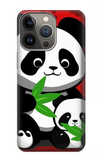 W3929 Cute Panda Eating Bamboo Hard Case and Leather Flip Case For iPhone 14 Pro