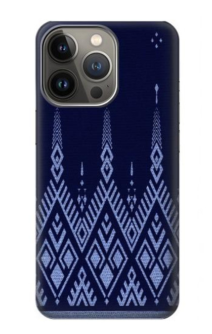 W3950 Textile Thai Blue Pattern Hard Case and Leather Flip Case For iPhone 14 Pro Max