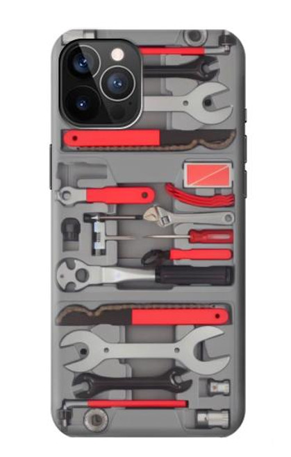 W3921 Bike Repair Tool Graphic Paint Hard Case and Leather Flip Case For iPhone 12, iPhone 12 Pro