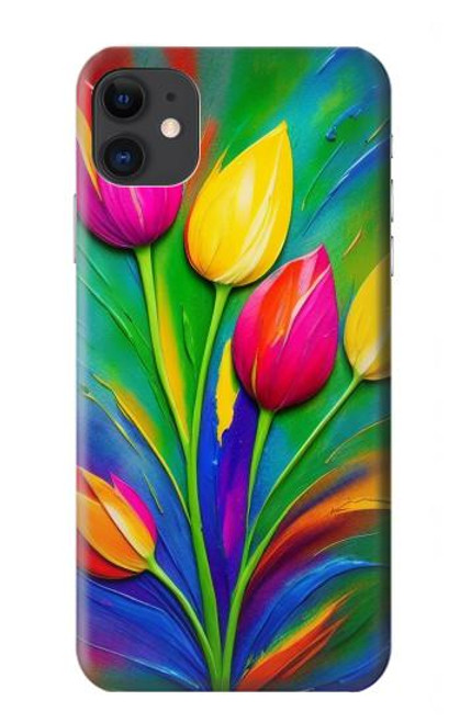 W3926 Colorful Tulip Oil Painting Hard Case and Leather Flip Case For iPhone 11