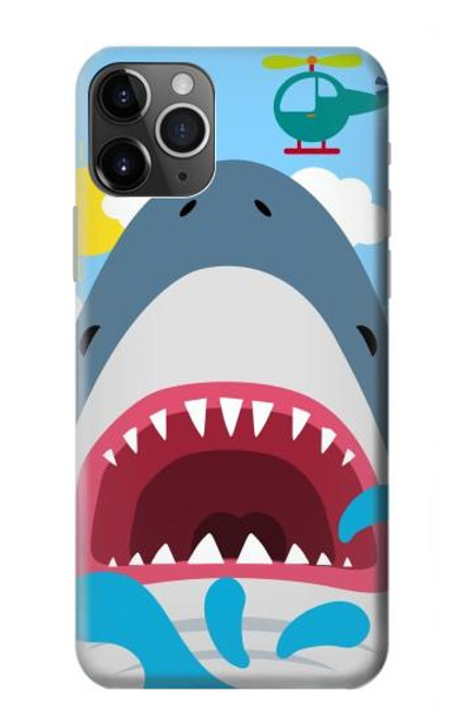 W3947 Shark Helicopter Cartoon Hard Case and Leather Flip Case For iPhone 11 Pro
