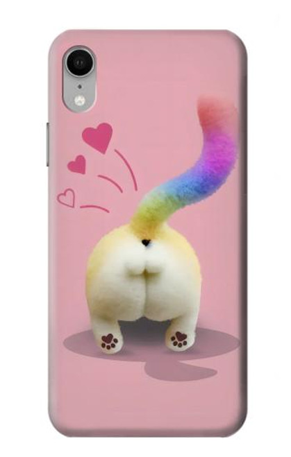 W3923 Cat Bottom Rainbow Tail Hard Case and Leather Flip Case For iPhone XR