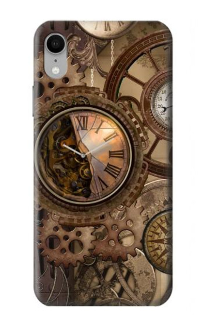 W3927 Compass Clock Gage Steampunk Hard Case and Leather Flip Case For iPhone XR