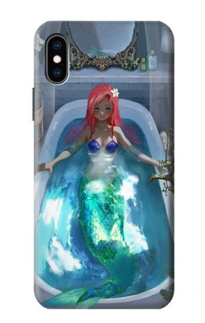 W3912 Cute Little Mermaid Aqua Spa Hard Case and Leather Flip Case For iPhone X, iPhone XS