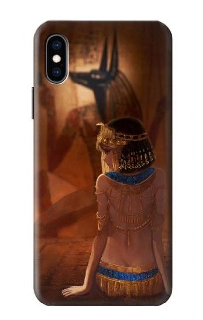 W3919 Egyptian Queen Cleopatra Anubis Hard Case and Leather Flip Case For iPhone X, iPhone XS