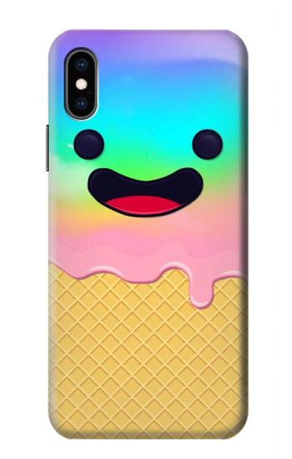 W3939 Ice Cream Cute Smile Hard Case and Leather Flip Case For iPhone X, iPhone XS