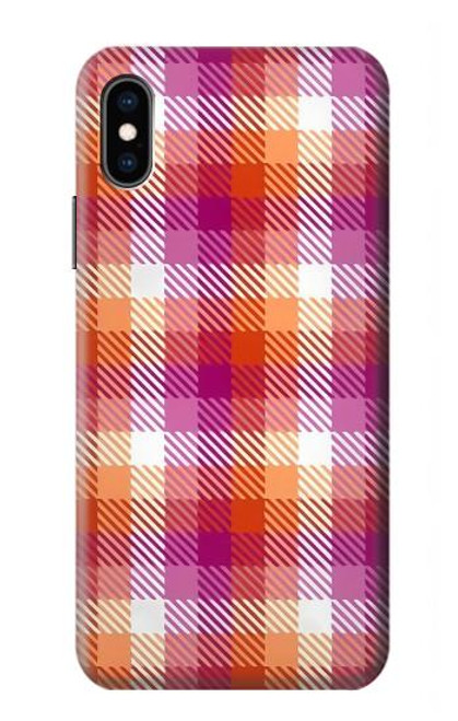 W3941 LGBT Lesbian Pride Flag Plaid Hard Case and Leather Flip Case For iPhone X, iPhone XS