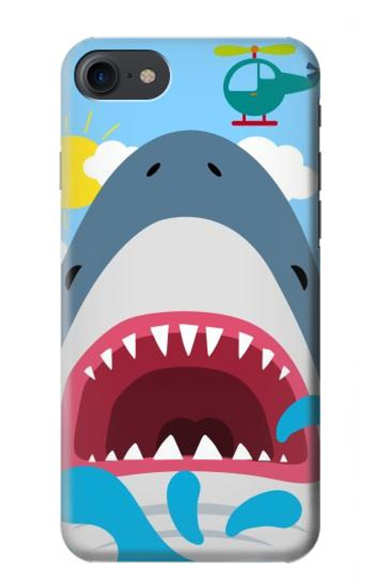 W3947 Shark Helicopter Cartoon Hard Case and Leather Flip Case For iPhone 7, iPhone 8, iPhone SE (2020) (2022)