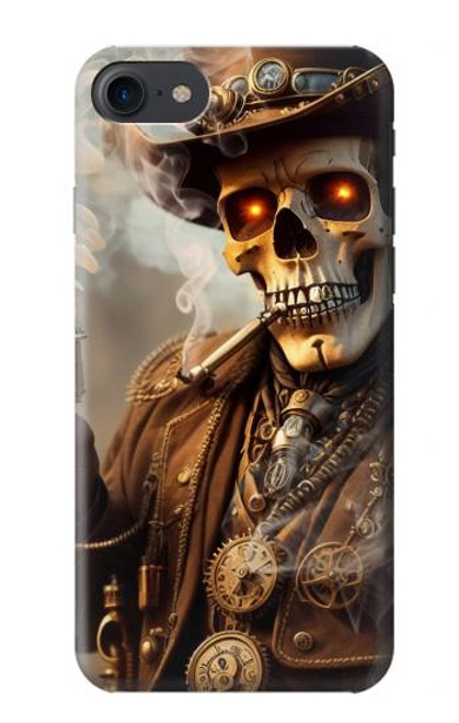 W3949 Steampunk Skull Smoking Hard Case and Leather Flip Case For iPhone 7, iPhone 8, iPhone SE (2020) (2022)