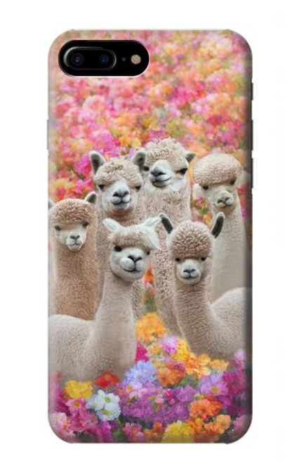 W3916 Alpaca Family Baby Alpaca Hard Case and Leather Flip Case For iPhone 7 Plus, iPhone 8 Plus