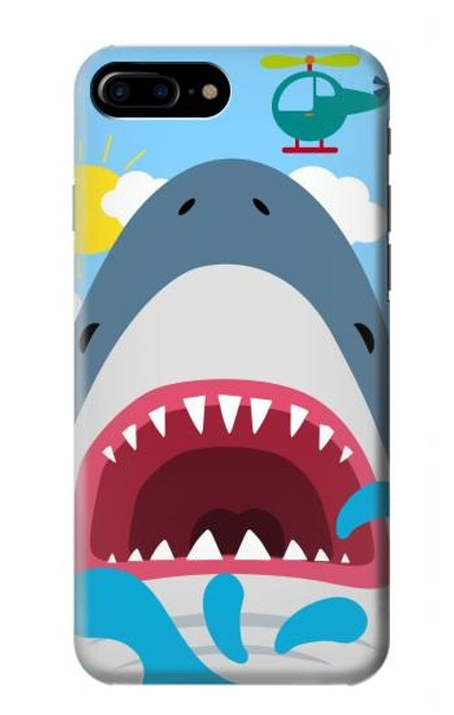 W3947 Shark Helicopter Cartoon Hard Case and Leather Flip Case For iPhone 7 Plus, iPhone 8 Plus