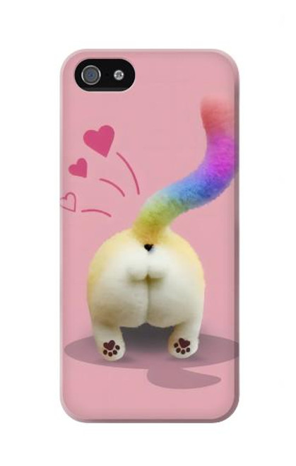 W3923 Cat Bottom Rainbow Tail Hard Case and Leather Flip Case For iPhone 5 5S SE
