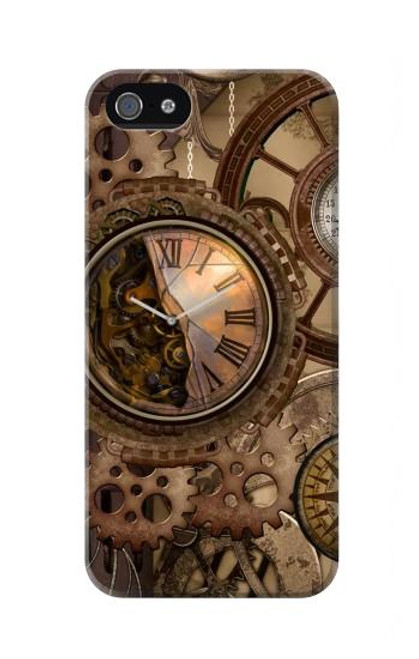 W3927 Compass Clock Gage Steampunk Hard Case and Leather Flip Case For iPhone 5 5S SE