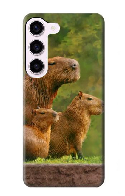W3917 Capybara Family Giant Guinea Pig Hard Case and Leather Flip Case For Samsung Galaxy S23