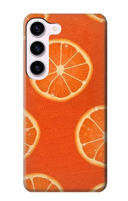W3946 Seamless Orange Pattern Hard Case and Leather Flip Case For Samsung Galaxy S23