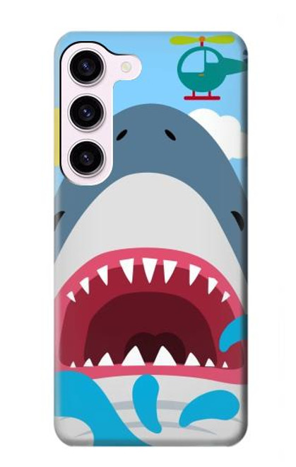 W3947 Shark Helicopter Cartoon Hard Case and Leather Flip Case For Samsung Galaxy S23