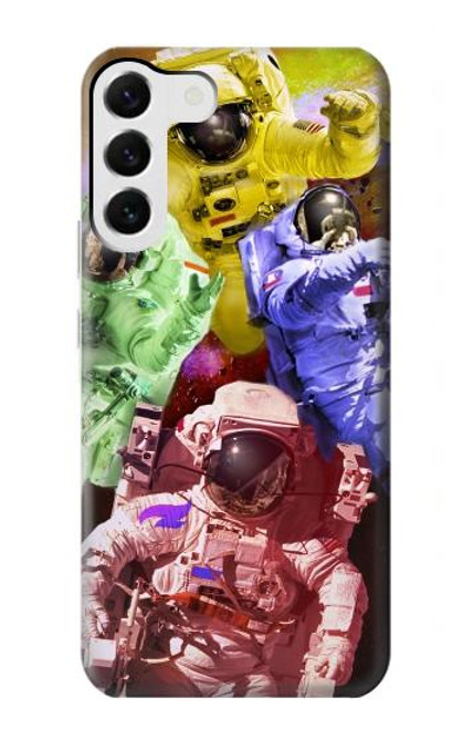 W3914 Colorful Nebula Astronaut Suit Galaxy Hard Case and Leather Flip Case For Samsung Galaxy S23 Plus