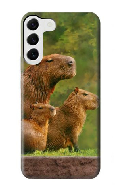 W3917 Capybara Family Giant Guinea Pig Hard Case and Leather Flip Case For Samsung Galaxy S23 Plus