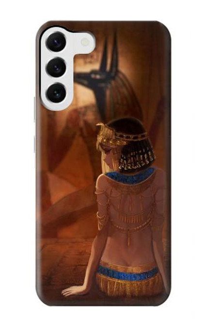 W3919 Egyptian Queen Cleopatra Anubis Hard Case and Leather Flip Case For Samsung Galaxy S23 Plus