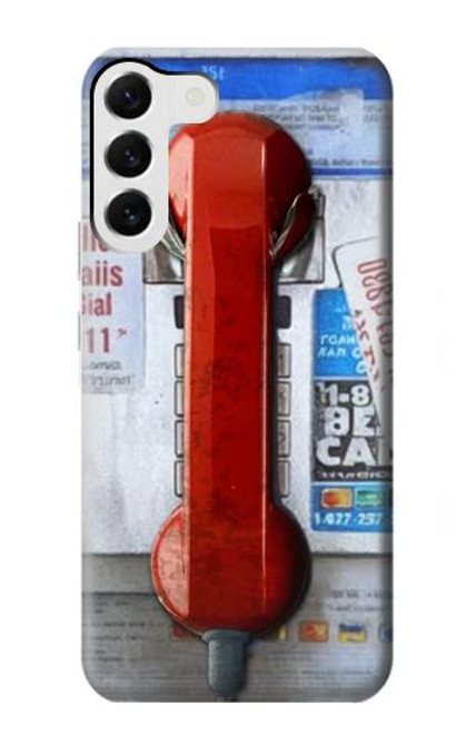 W3925 Collage Vintage Pay Phone Hard Case and Leather Flip Case For Samsung Galaxy S23 Plus