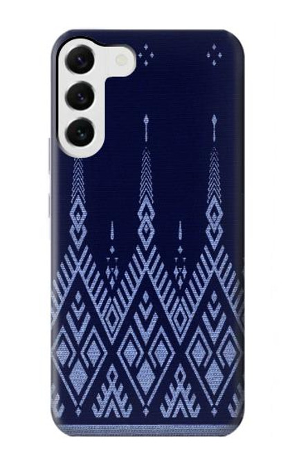 W3950 Textile Thai Blue Pattern Hard Case and Leather Flip Case For Samsung Galaxy S23 Plus