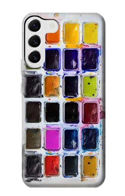 W3956 Watercolor Palette Box Graphic Hard Case and Leather Flip Case For Samsung Galaxy S23 Plus