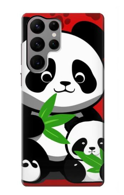 W3929 Cute Panda Eating Bamboo Hard Case and Leather Flip Case For Samsung Galaxy S23 Ultra