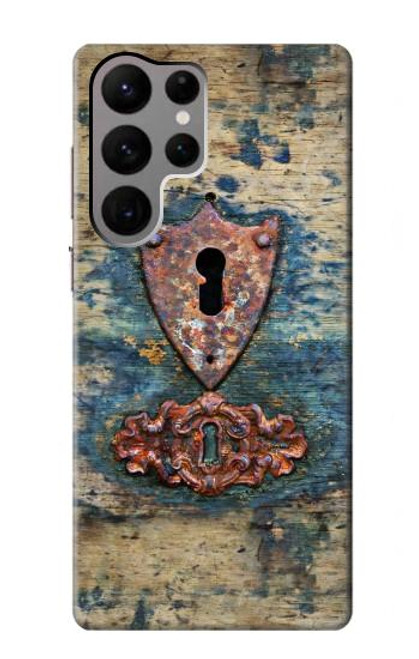 W3955 Vintage Keyhole Weather Door Hard Case and Leather Flip Case For Samsung Galaxy S23 Ultra