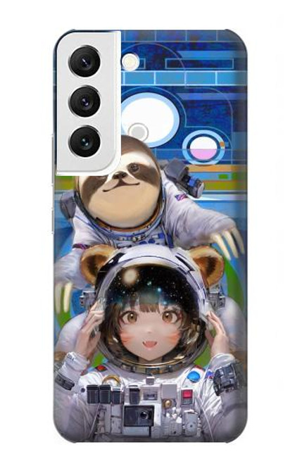 W3915 Raccoon Girl Baby Sloth Astronaut Suit Hard Case and Leather Flip Case For Samsung Galaxy S22