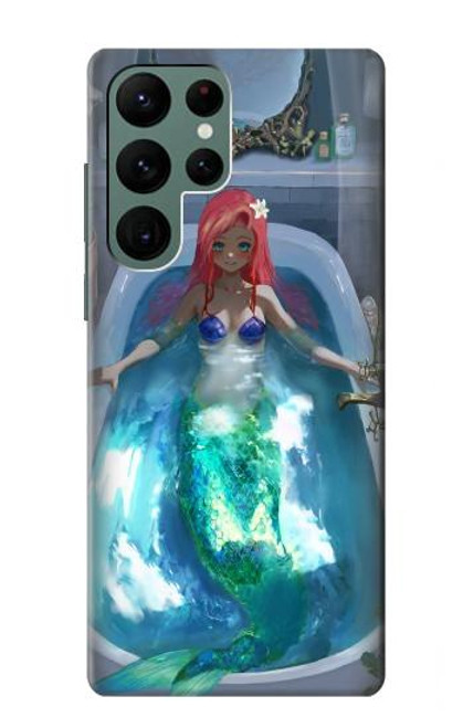 W3912 Cute Little Mermaid Aqua Spa Hard Case and Leather Flip Case For Samsung Galaxy S22 Ultra