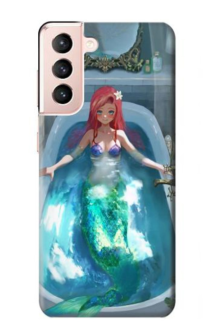 W3911 Cute Little Mermaid Aqua Spa Hard Case and Leather Flip Case For Samsung Galaxy S21 5G