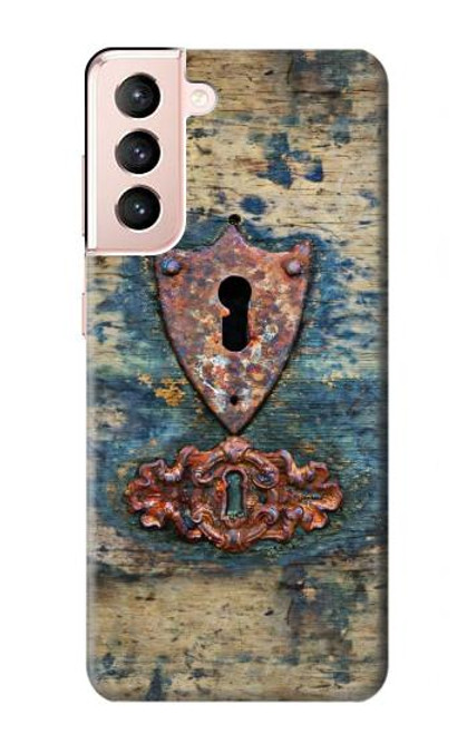 W3955 Vintage Keyhole Weather Door Hard Case and Leather Flip Case For Samsung Galaxy S21 5G