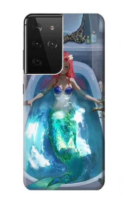 W3912 Cute Little Mermaid Aqua Spa Hard Case and Leather Flip Case For Samsung Galaxy S21 Ultra 5G