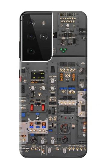 W3944 Overhead Panel Cockpit Hard Case and Leather Flip Case For Samsung Galaxy S21 Ultra 5G
