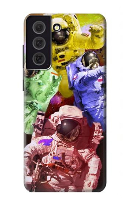 W3914 Colorful Nebula Astronaut Suit Galaxy Hard Case and Leather Flip Case For Samsung Galaxy S21 FE 5G